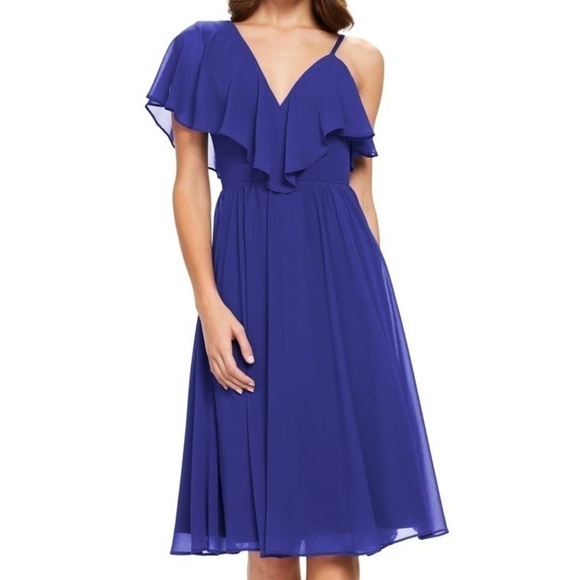 DRESS the Population Sapphire Claudia Ruffle Fit and Flat Midi Dress size XS - Picture 14 of 16